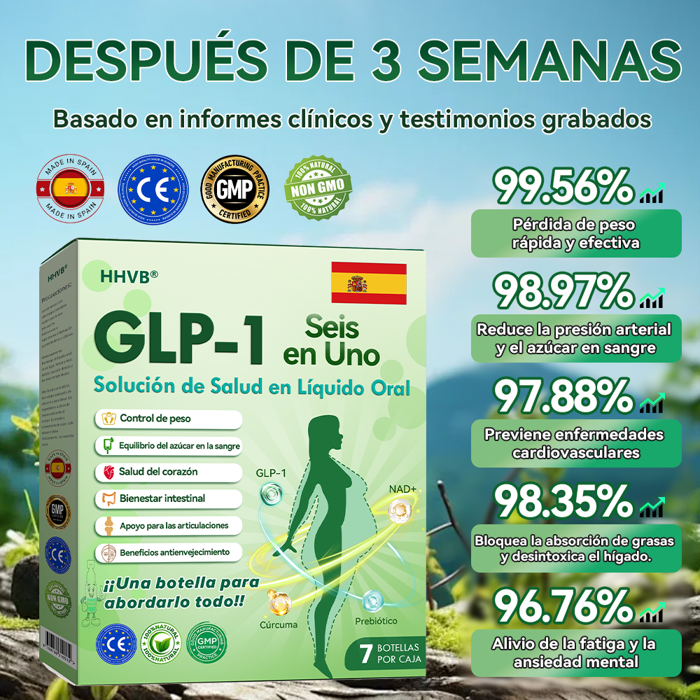 (HHVB®) ¡Solo quedan 6 cajas! ¡Hoy obtén un 30% de descuento adicional! La Solución Oral GLP-1 está clínicamente comprobada para ayudar a controlar el peso y el azúcar en sangre, con resultados duraderos en tan solo 4 a 6 cajas.