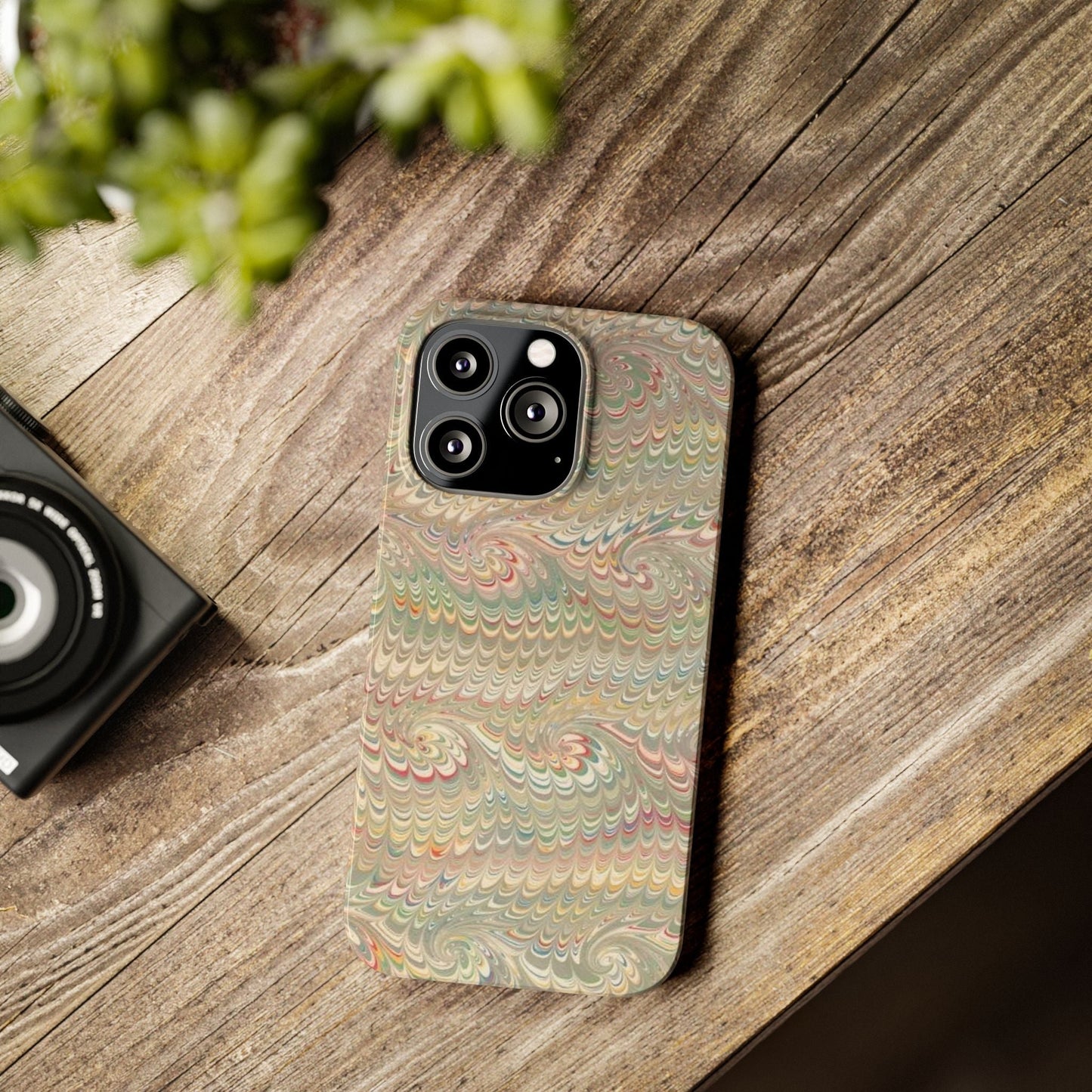 Soft Green and Multi-Colored Marbled Design, Italy Feather Phone Case, Multi-Color, Slim Phone Cases, Case-Mate IPHONE16 and all sizes